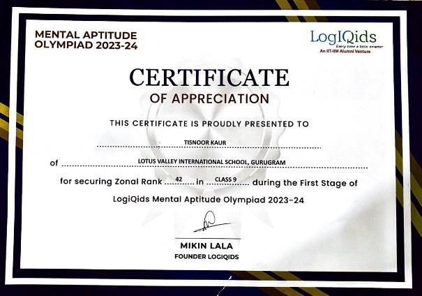National level award certificate