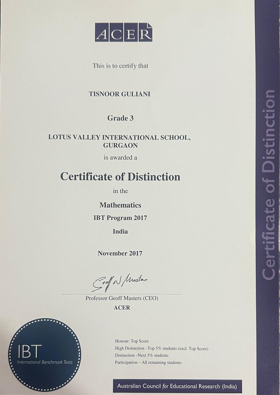 National level award certificate