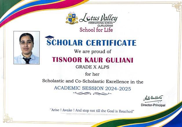Scholar Badge Certificate, Grade X